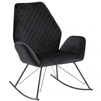 Schaukelstuhl Schwarz Samt/Metall 73x94x84 cm Relaxsessel
