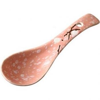 Japanese Plum Design Ceramic Spoon