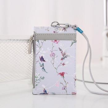 Stylish Floral Card Case with Neck Strap