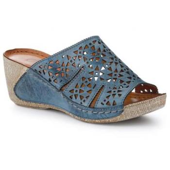 Lightweight Leather Wedge Mules