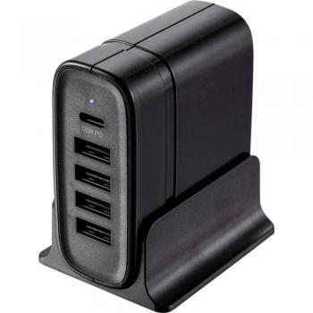 VOLTCRAFT USB-Steckerlader mit 4x USB und USB-C (41.50 W, Power Delivery), Schwarz