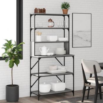 Estantería Cocina 6 Niveles Madera Gris Sonoma 90x40x180 cm