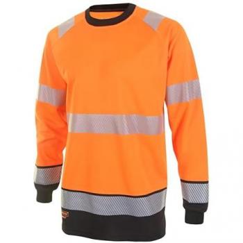 Beeswift Hi-Vis Two Tone Long Sleeve T-Shirt Orange/Black XL