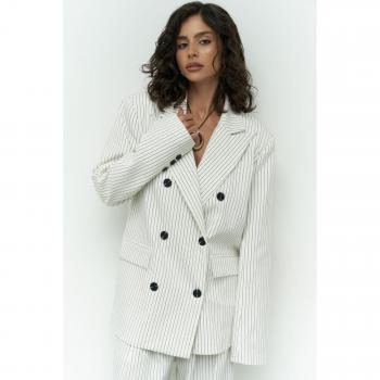 MAİ COLLECTİON Damen Blazer in Ecru mit Streifen