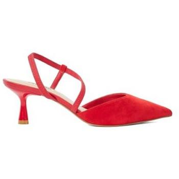 Dune London Women's Citrus Red Matte Flared Heel Court Shoes Size 3