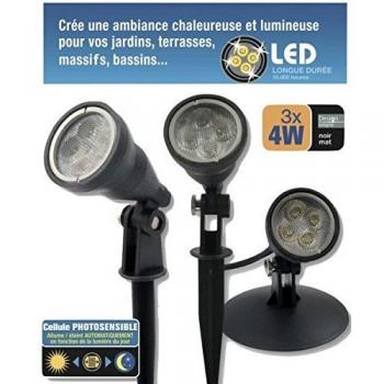 Set 3 spots LED étanches IP68, 4 W chacun