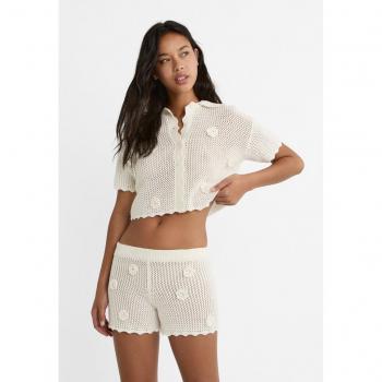 Stradivarius XS White Lace Floral Shorts