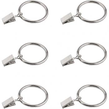 Ganchos de Anillo Plateados para Cortinas, Total 30