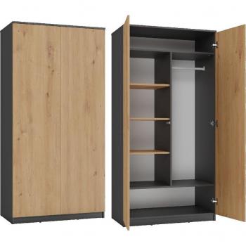 Armoire Élégance SD-90 Anthracite et Chêne Artisan