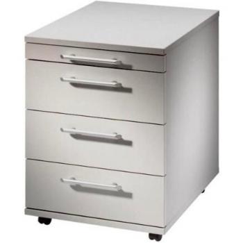 Meuble de rangement à roulettes avec 3 tiroirs, couleur gris clair