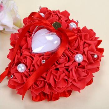 Romantic Heart-Shaped Ring Holder Pillow