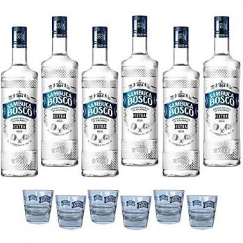 BOSCO LIQUORI EXTRA SAMBUCA 1 LT E 6 BICCHIERI