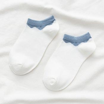 Women’s Spring/Summer Blue Stripe Lattice Ankle Socks