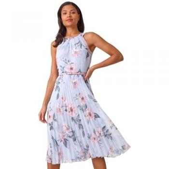 Robe Midi Grise à Fleurs Roman