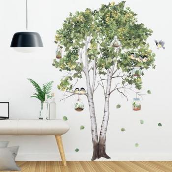 Autocollants décoratifs arbre et oiseau
