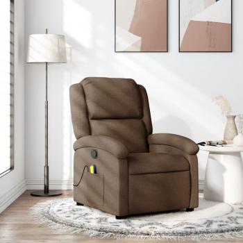 Sillón de tela marrón con masaje reclinable