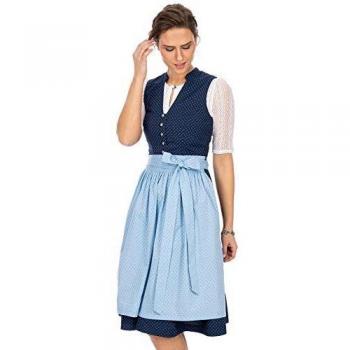 MarJo HELIKA Midi Dirndl Duo – 65 cm, blau hellblau, Nummer 44