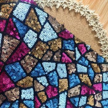 140x100cm Colorful Sequined Lace Patch for Prom Dress and Headdress DIY