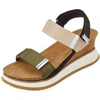 XTI 44805, Sandalias de Cuña para Mujer, Color Kaki