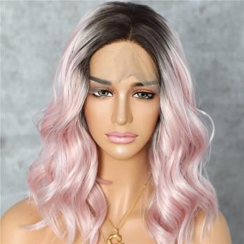 Glueless Pink Root Ombre Synthetic Lace Front