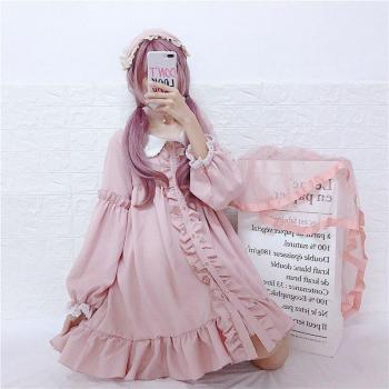 Robe Lolita mignonne été pour femmes, col brodé, manches courtes, style Kawaii
