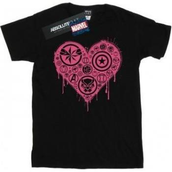 Marvel Girl's Avengers Herz Shirt 9–11 Jahre, weiß Baumwoll­material