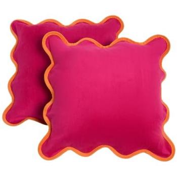 Vibrant Hot Pink & Orange Matte Velvet Scallop Edge Pillow Protector