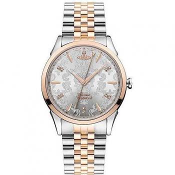 Vivienne Westwood THE WALLACE Damen-Quarz-Uhr – unisex Größe, silbernes Zifferblatt, zweifarbiges Edelstahlarmband