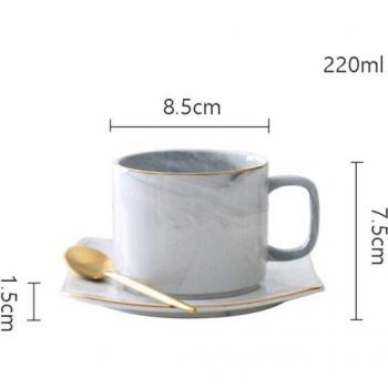 Elegant Marble Coffee Mug with Saucer