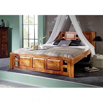Letto matrimoniale Oxford in legno di acacia laccato miele 160x200