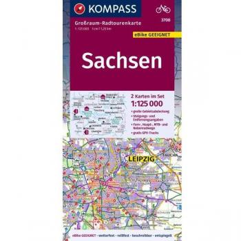 KOMPASS Großraum-Radtourenkarte 3708 Sachsen 1:125.000 | (Land-)Karte | 4 S.