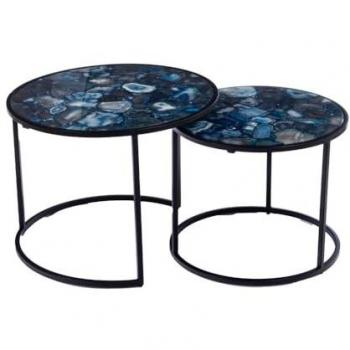 Set de 2 tables basses Agathe bleu – Amadeus Métal