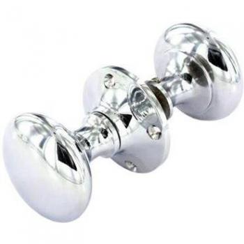 Door Knob with Rim Lock, Bright Chrome Finish