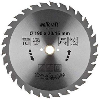 Scie circulaire Wolfcraft – Lame CT 30 dents, Ø 190 mm, Ø 16 mm