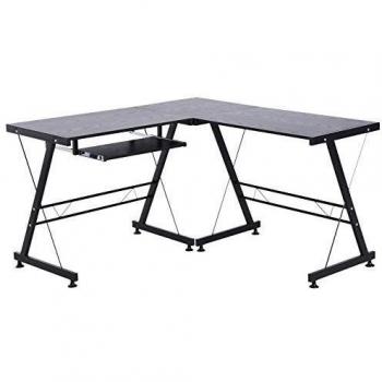Bureau informatique d'angle noir HOMCOM moderne et spacieux
