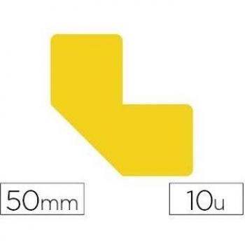 Simbolo delimitador adhesivo PVC forma L 50 mm amarillo 10 unidades