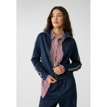 Stradivarius Navy Blue Zip Sweatshirt with Side Stripe L