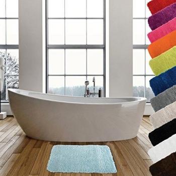MSV Alfombra de Baño Microfibra Azul Celeste con Suela de Látex