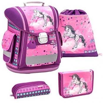 Belmil Schulranzen Groß Set 4-teilig für Mädchen Einhorn