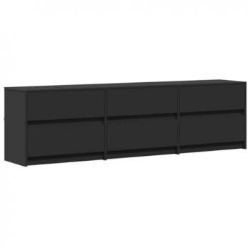 Meuble multimédia LED noir 180x34x50 cm en bois d'ingénierie
