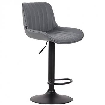 Tabouret de bar gris-noir Lentini en similicuir, hauteur réglable
