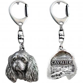 Porte-clés argenté avec Cavalier King Charles Spaniel