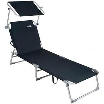 Sonnenliege Ibiza Grau Aluminium mit Sonnendach 190x59x29cm