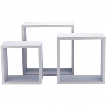 King Home M1106006/B Set 3 Pezzi Mensola Squadrata in MDF, Bianco, 25X16X25H