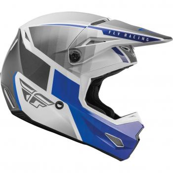 Casque Kinetic Drift Fly Racing Motocross L Gris Blanc Bleu