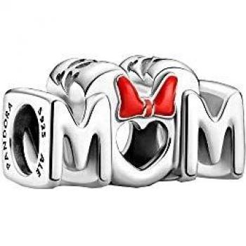 Charm Pandora Disney Mamá en plata de ley con esmalte rojo