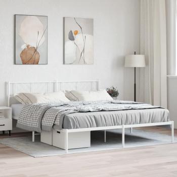 Lit adulte moderne en métal, tête blanche – 180 × 200 cm