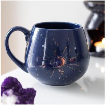 Blue Rounded Mug with Gold Accents