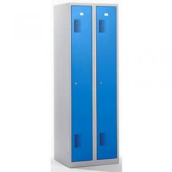 Vestiaire corps gris clair portes bleu clair