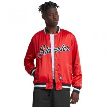 College Starter Men’s Satin Jacket – City Red, Size M, Black Label Edition